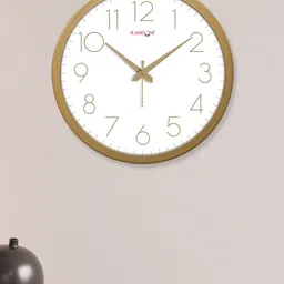 RANDOM Modern Stylish Gold-Toned & White Contemporary Wall Clock-34