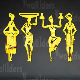 Wall1ders Gold Toned 4 Pieces Tribal Mirror Wall Stickers-25
