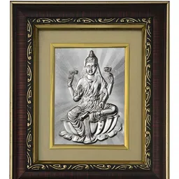 Pray Everyday Silver-Plated & Brown Lakshmi Mata MDF Wall Photo Frame-image-17