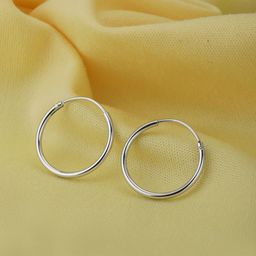 Carlton London 925 Sterling Silver- Rhodium-Plated Circular Hoop Earrings-image-45
