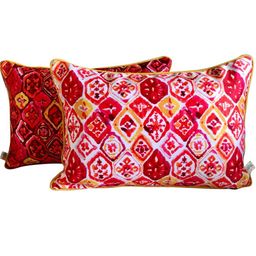 TARA- Sparkling Homes Pink & Red 2-Pieces Ethnic Motifs Rectangle Cushion Covers-70