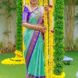KALINI Ethnic Motifs Woven Design Zari Banarasi Silk Kanjeevaram Saree-image-89