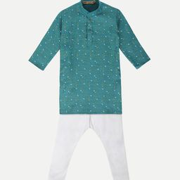 Pro-Ethic STYLE DEVELOPER Boys Sea Green Embroidered Regular Kurta with Pyjamas-16