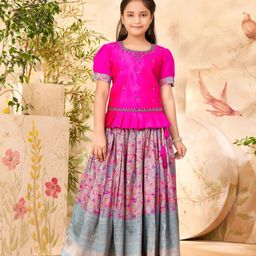 BAESD Girls Embroidered Beads and Stones Ready to Wear Lehenga & Blouse-image-93
