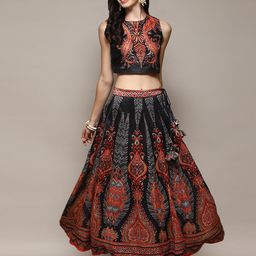 Biba Ethnic Motifs Printed Sequined Ready to Wear Lehenga & Blouse With Dupatta-16