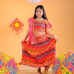 ahhaaaa Girls Embroidered Thread Work Ready to Wear Cotton Lehenga Choli With Dupatta-image-56