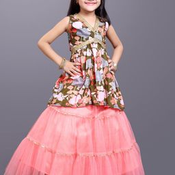 BAESD Girls Floral Printed Gotta Patti Ready To Wear Lehenga & Choli-picture-24