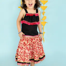 KID1 Girls Black & Pink Cotton Ready to Wear Lehenga Choli-picture-22