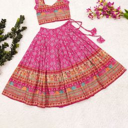 BAESD Girls Printed Foil Print Ready to Wear Lehenga &-picture-38