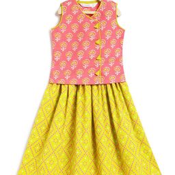 Campana Girls Ethnic Motifs Printed Cotton Ready to Wear Lehenga & Blouse-image-97