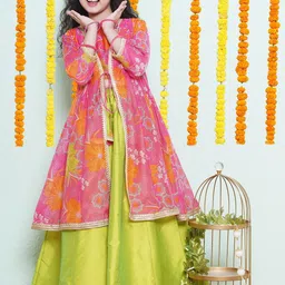 Bitiya by Bhama Girls Girls Printed Sequinned Ready to Wear Lehenga With Blouse & Shrug-37