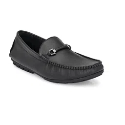 Egoss Men Textured Round Toe Comfort Insole Leather Horsebit Loafers-image-38