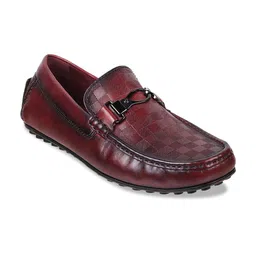 Metro Men Textured Leather Comfort Insole Horsebit Loafers-image-19