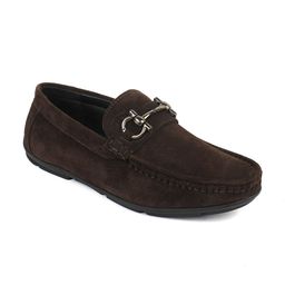 BRATVA Men Brown Textured Leather Loafers-picture-8