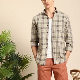 Mast & Harbour Men Standard Checked Pure Cotton Casual Shirt-image-58