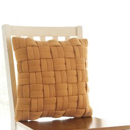 Pluchi Mustard Yellow Cotton Square Cushion Cover-18