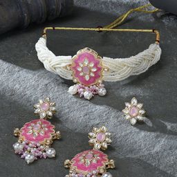 Zaveri Pearls Gold-Plated Multistrand Meenakari Kundan-Studded & Beaded Jewellery Set-24