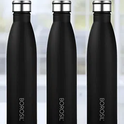 BOROSIL Black Set of 3 Stainless Steel Printed Water Bottle-image-28