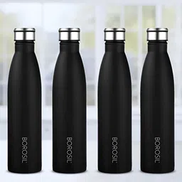 BOROSIL Black & Grey Set of 4 Stainless Steel Solid Water Bottle-27