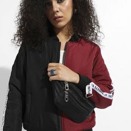 Campus Sutra Mock Collar Colourblocked Bomber Jacket With Windcheater-picture-47