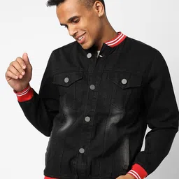 Campus Sutra Men Black Windcheater Denim Jacket-image-38