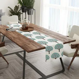 STITCHNEST Green Floral Printed Pure Cotton Table Runner-21