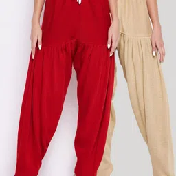 Clora Creation Women Pack Of 2 Red & Beige Solid Woolen Salwars-image-66