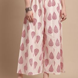 Pistaa Ethnic Motifs Printed Flared Cotton Palazzos-image-95