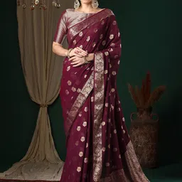 Anouk Ethnic Motifs Zari Pure Georgette Kanjeevaram Saree-image-40