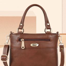 Lancer Women Solid Vegan Leather Crossbody Satchel Bag-17