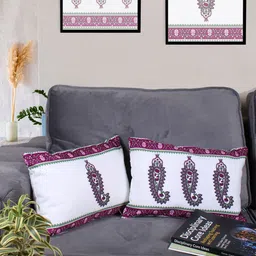 STITCHNEST Purple & White 2 Pieces Ethnic Motifs Rectangle Cushion Covers-26