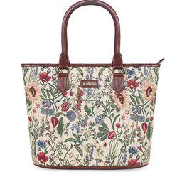 THE CLOWNFISH Beige & Brown Floral Printed Oversized Handbag-image-4