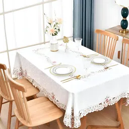 MONKDECOR White Floral 8-Seater Table Cover-image-48