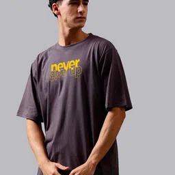 Mad Over Print Typography Printed Drop-Shoulder Sleeves Cotton Oversized T-shirt-image-26