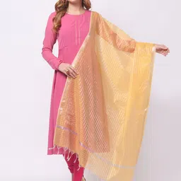 Dupatta Bazaar Yellow Striped Dupatta-picture-28