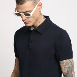THE BEAR HOUSE Men Solid Regular Fit Cotton Polo Collar T-Shirt-image-9