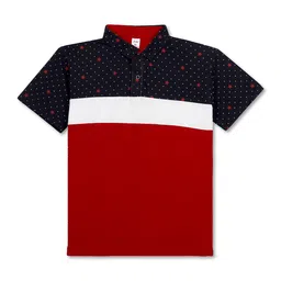 BAESD Boys Colourblocked Polo Collar Regular Fit Cotton T-Shirt-image-97