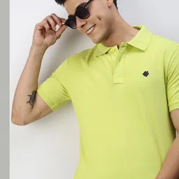 ONN Men Fluorescent Green Solid Polo Collar T-shirt-image-99