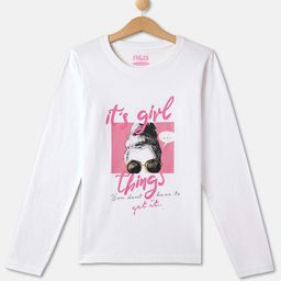 R&B Girls Typography Printed Relaxed Fit Cotton T-shirt-picture-26