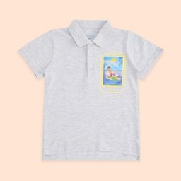 Pantaloons Junior Boys Grey Melange & Blue Polo Collar T-shirt-picture-7