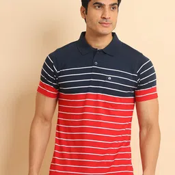 berry blues Striped Polo Collar Short Sleeves Cotton T-shirt-picture-48