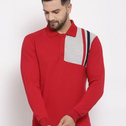 Kalt Men Colourblocked Polo Collar T-shirt-image-88