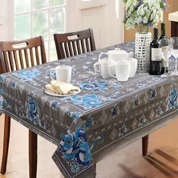 Dakshya Industries Khaki Floral Printed Waterproof 6-Seater Table Cover-11