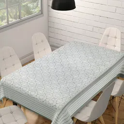 Texstylers Grey & White Ethnic Motifs Printed Printed Cotton Table Cover-21