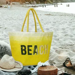 earthbags Yellow Jute Embellished Oversized Shopper Tote Bag-11
