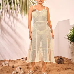 Curvy Lane Self Design Cotton Swimwear Cover up Top-image-58