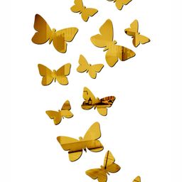 Wall1ders Gold Toned 12 Pieces Butterfly Acrylic Mirror Wall Stickers-32