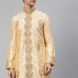 Manthan Men Cream-Coloured Embellished Kurta-image-94