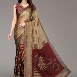 Rujave Floral Printed Brasso Saree-image-49