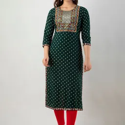 FASHION DEPTH Ethnic Motifs Flared Sleeves Mirror Work Kurta-74
